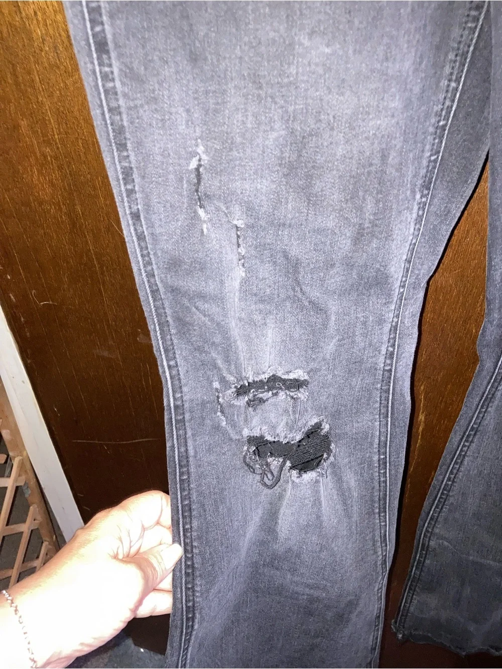 Black Distressed Flare Jeans for Women